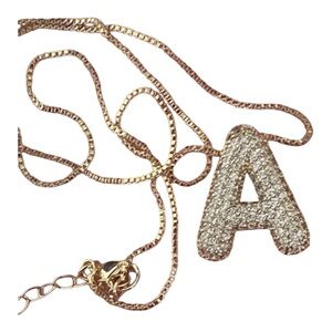 NWOT costume gold color bubble 'A' pendant necklace